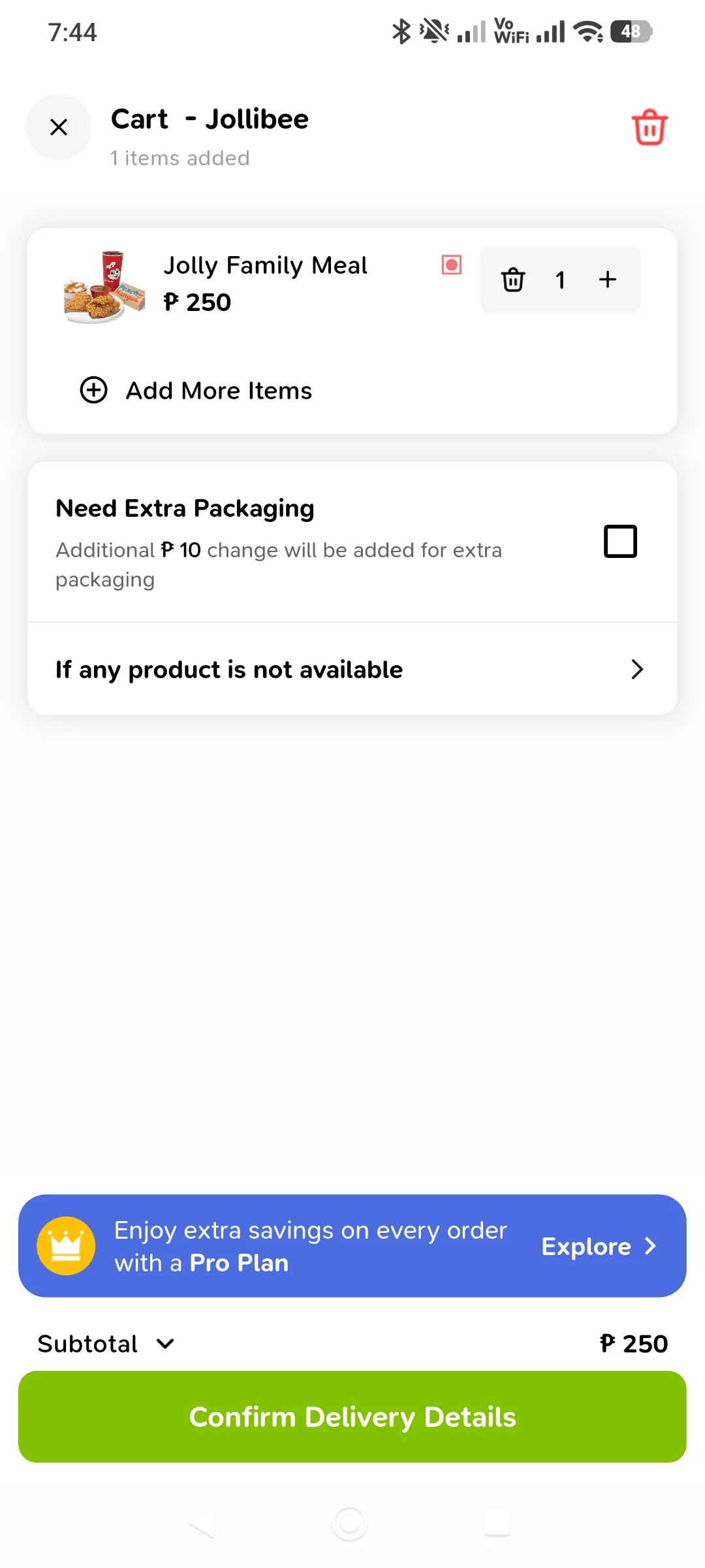 HatidGo app screen: cart